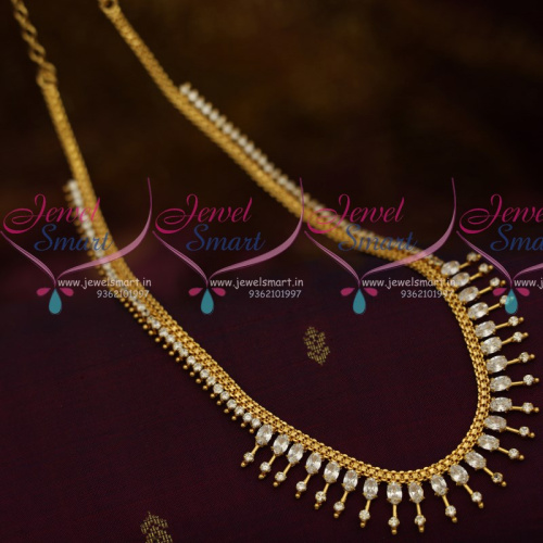 NL10669 Kerala Style Gold Plated White AD Semi Precious Imitation Medium Haram Designs Online