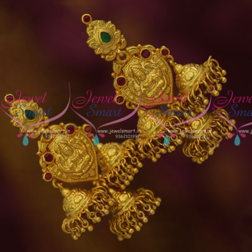 J10814 One Gram Finish Temple Nakshi Heavy Multi Layer Jhumka Screwback Designs Online