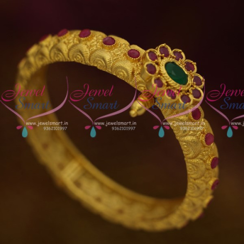 B10788 One Gram Intricate Handmade Nakshi Work Traditional Jewellery Screw Open Kada Bracelets Online