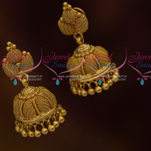J10791 Mesh Design Jhumka Earrings South Indian Handmade Imitation Jewellery Online
