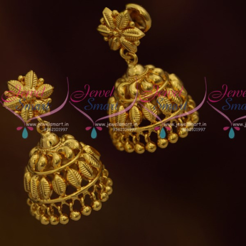 J10792 Leaf Design Jhumka Earrings South Indian Handmade Imitation Jewellery Online