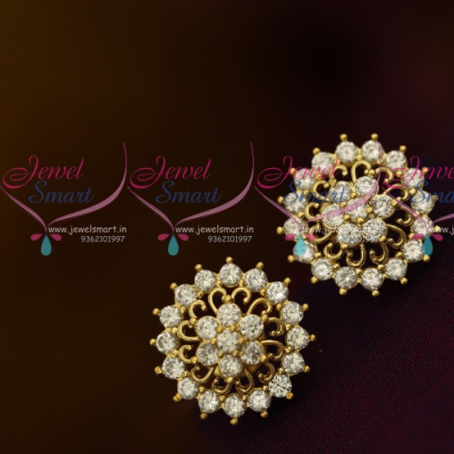 ER10912 South Traditional Design White Ear Studs AD Imitation Jewellery Collections Online