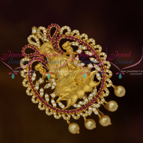 H10973 Temple Matte Gold AD Ruby Stones Choti Accessory Imitation Collections Latest Online