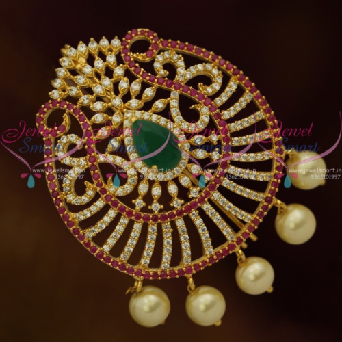 H10982 Multi Colour Gold Plated Fancy AD Jada Billa Latest Bridal Choti Collections Shop Online