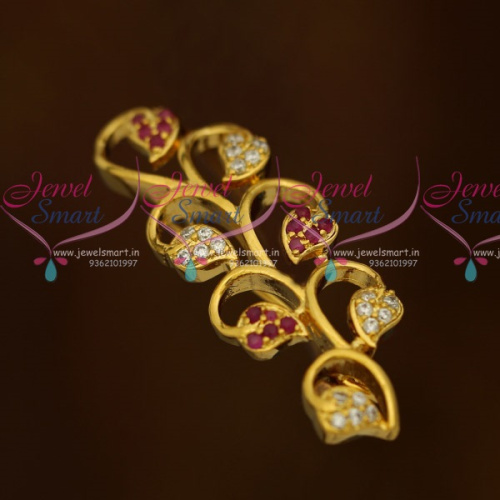 SP10841 Leaf Model Fancy Saree Pins AD Stones Imitation Accessory Jewellery Online