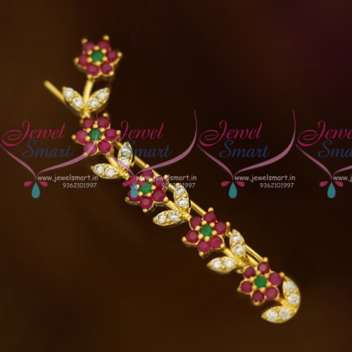 SP10844 Flower Model Multi Colour Saree Pins AD Stones Imitation Accessory Jewellery Online