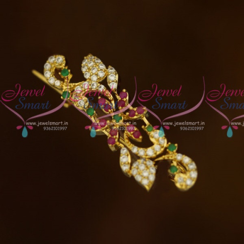 SP10846 Latest Floral Design AD Stones Fashion Jewellery Saree Pins Collection Online