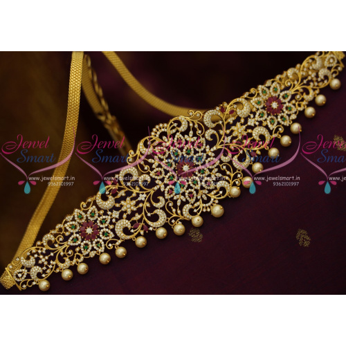 H10936 AD Multi Colour Stones Latest Vaddanam Latest Fashion Jewellery Designs Online