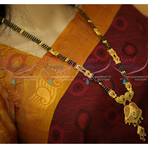NL11042 Nalla Pusalu Haram 3 Line 26 Inches One Gram Gold Traditional Jewellery Finish Collections Online