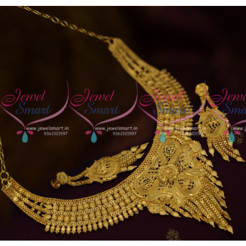 NL10951 Latest South Indian Jewellery One Gram Traditional Short Necklace Online