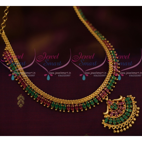 NL11004 Ruby Emerald AD Fashion Jewellery Low Price Simple Design Marquise South Indian Handmade Design