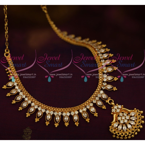 NL11011 White AD Marquise Stones Flexible South Indian Handmade Gold Finish Jewellery Set Shop Online