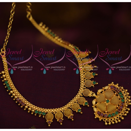 NL11013 Casual Fancy Low Price Short Necklace Daily Wear Jewellery Online Ruby Emerald Stones