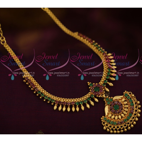 NL11016 Kerala Style South Indian Fashion Jewellery Ruby Emerald Stones Handmade Design