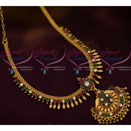 NL11017 Kerala Style South Indian Fashion Jewellery Multi Colour Stones Handmade Design