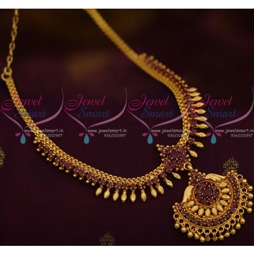 NL11018 Kerala Style South Indian Imitation Jewellery Ruby Stones Handmade Design