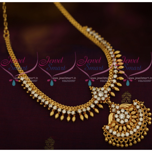 NL11019 Kerala Style South Indian Imitation Jewellery AD White Stones Handmade Design