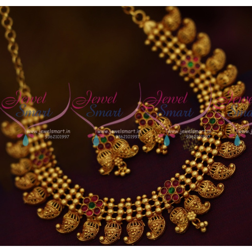 NL10858 Beads Mango Design Gheru Gold Plated Colour Real Kemp Screw Ear Studs Offer Price Jewellery Online