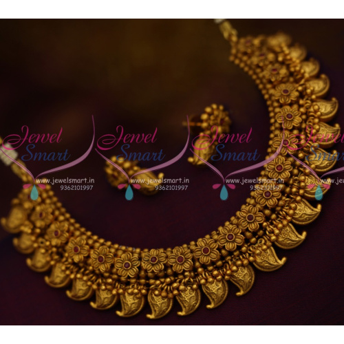 NL10862 Mango Nakshi Floral Beads Jalar Design Antique Necklace Premium Jewellery Collections