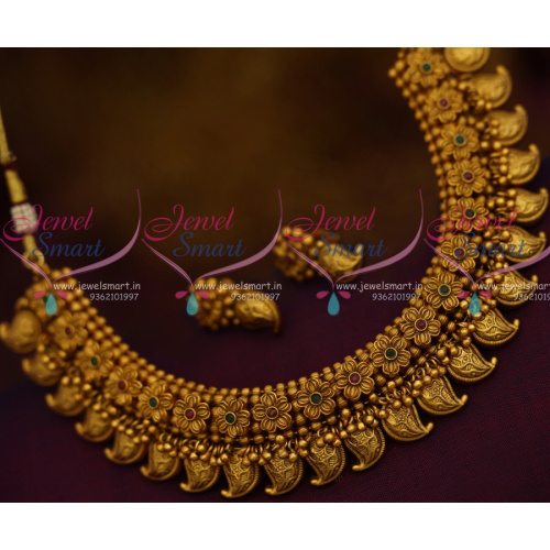 NL10863 Multi Colour Mango Nakshi Floral Beads Jalar Design Antique Necklace Premium Jewellery Collections