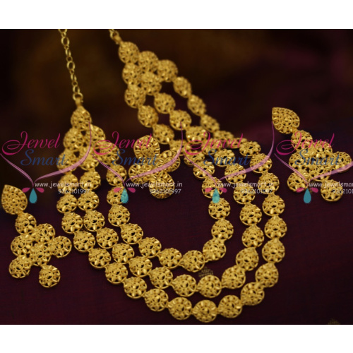 NL10958 Multi Strand Plain Gold Matte Forming Necklace Latest Trendy Jewellery Online