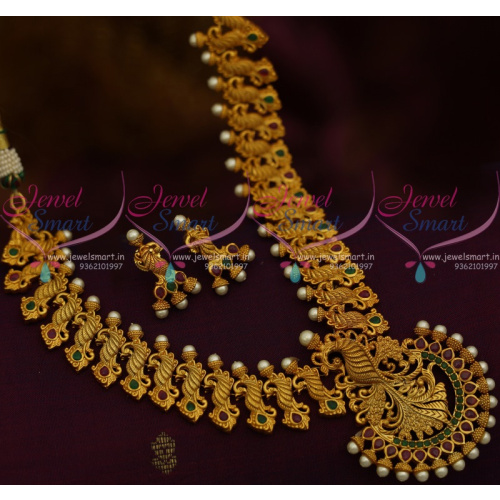 NL10965 Broad Handmade AD Imitation Jewellery South Indian Traditional Design Matte Finish 