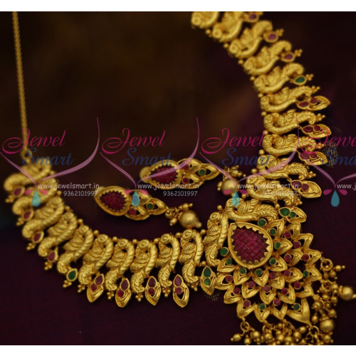 NL8111 One Gram Gold Real Finish Peacock Design Broad South Traditional Jewellery