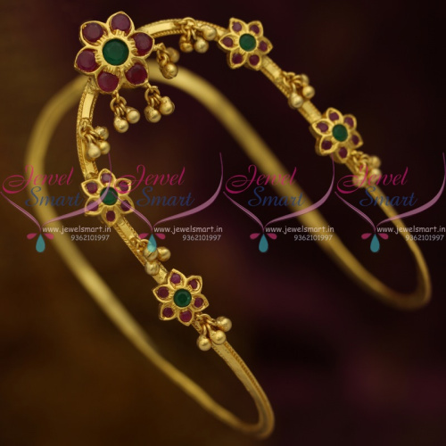 AR11072 AD Ruby Emerald Floral Gold Design Vanki South Indian Bridal Jewellery Online