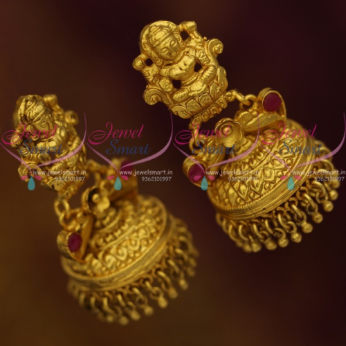 J11069 One Gram Finish Temple Nakshi Jhumka Screwback Designs South Indian Online