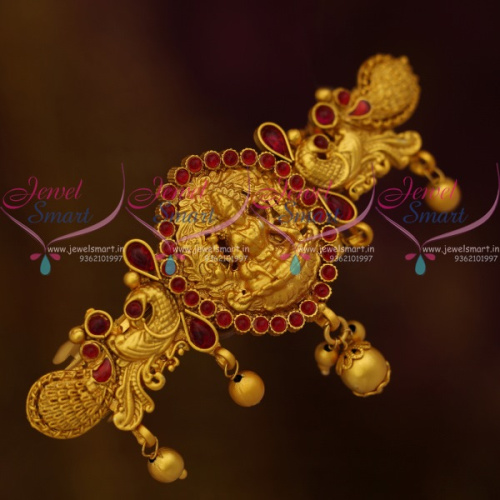 H10995 Matte Gold Plated Temple Hair Clip Latest Traditional Jewellery Designs Online