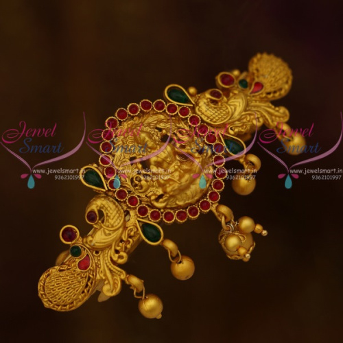 H10996 Matte Gold Plated Temple Hair Clip Multi Colour Traditional Jewellery Designs Online