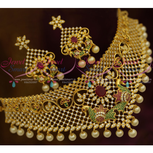 NL11168 AD Multi Colour Jewellery Peacock Choker Diamond Design Ornaments Imitation Online