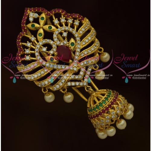 H11215 AD Hair Accessory Rakodi Jhumka U Pin Multi Colour Latest Fashion Jewellery