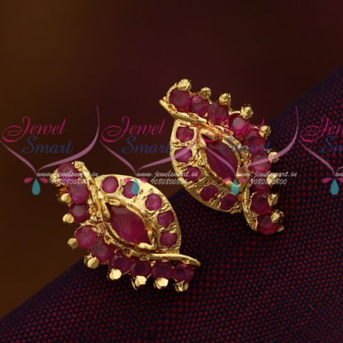 GPE0470 Screw Tops Earrings Ruby AD Jewellery South Indian Collections online