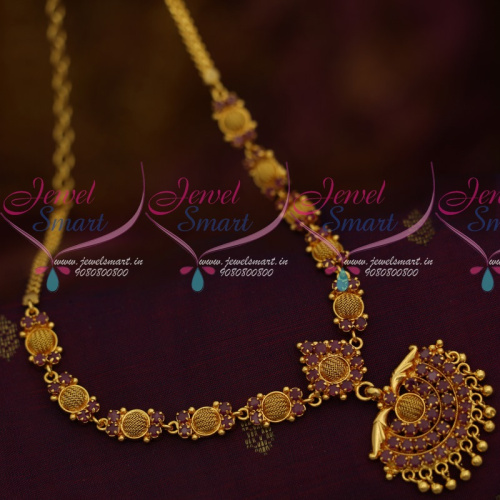 NL11302 South Indian AD Daily Wear Jewellery Collections Ruby Stones Short Necklace