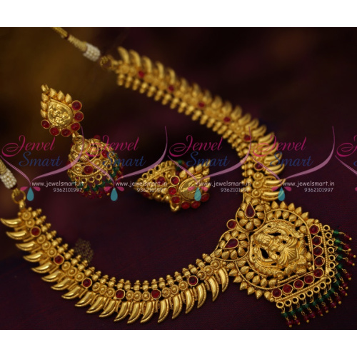 NL11174 Kerala Style Temple Jewellery Jhumka Double Layer Bead Drops Traditional Collections Online
