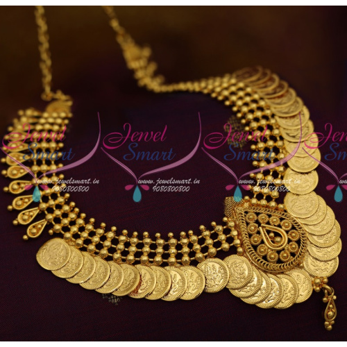 NL11433 Temple Jewellery Coin Kasumala Short Necklace South Indian Designs Online