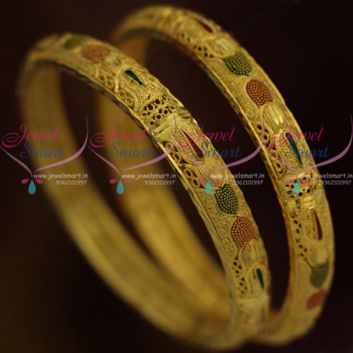 B11202 Daily Wear Jewellery Colour Light Matte Gold Finish Imitation Bangles Online