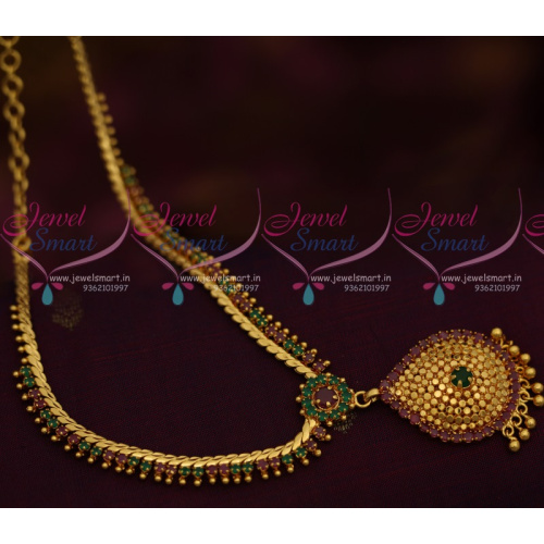 NL11163 Ruby Emerald AD Beads Design Jewellery Thin Flexible Chain Latest Collections Online