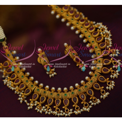 NL11354 Gutta Pusalu South Indian Fashion Jewellery Pearl Drops Matte Finish Imitation Designs Online