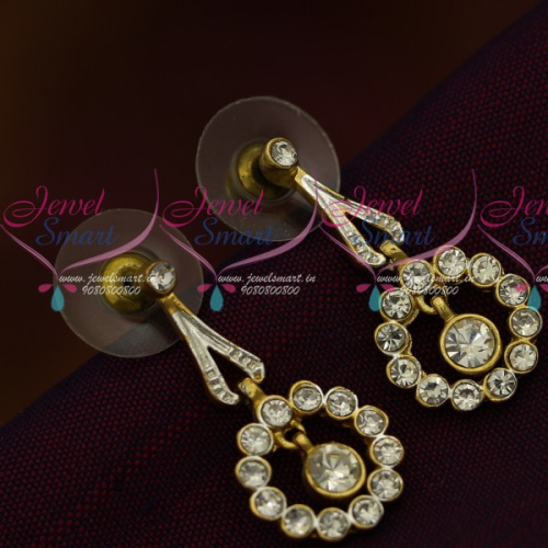 Gold Plated Diamond Look Imitation Tops Earrings Press Lock Fashion Jewelry