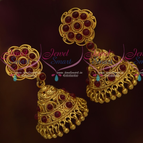 J11251 Kemp Jhumka Leaf Design Traditional Gold Design Collections Shop Online