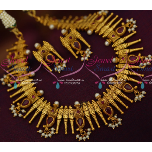 NL11353 Kerala Style South Indian Fashion Jewellery Pearl Drops Matte Finish Imitation Designs Online