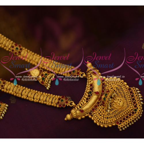 NL11312 South Indian Ethnic Temple Jewellery Haram Collections Matte Gold Finish Online