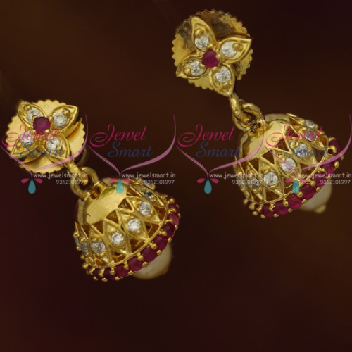 J11193 Mini Jhumka Kids Girls Jewellery Ruby White AD Light Weight Collections Online