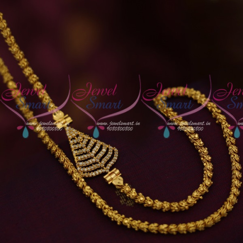 C11237 AD White Stones Mugappu Daily Wear Jewellery 24 Inches Fancy Chain Collections Online