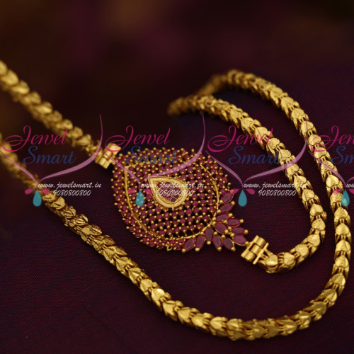 C11352 24 Inches Fancy Design Chain Ruby AD Side Pendant Mugappu Attached Jewellery Buy Online