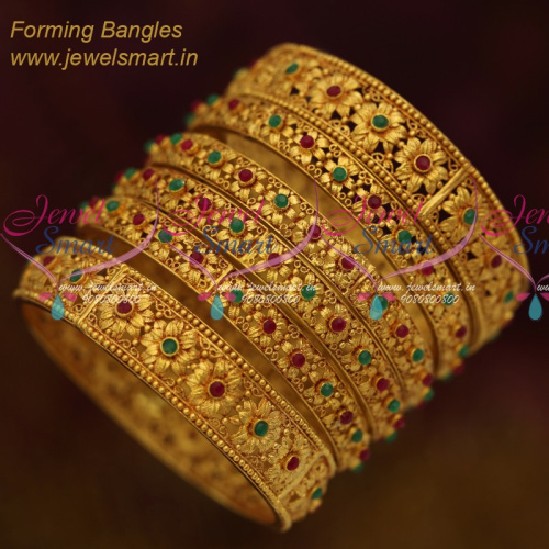 B11338 Broad Reddish Gold Colour Bangles Latest Fashion Bangles Collection Online