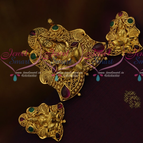 PS11271 Nagas Gold Look Temple Jewellery Semi Precious Kemp Stones Screwback Earrings