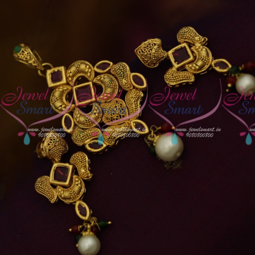 PS11273 Antique Jewellery Kemp Stones Screwback Earrings Handmade Intricate Gold Look Online